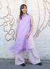 KAAREM Glass Overlap Side Slit Organza Silk Dress - Purple/Lavender - Thumbnail 11