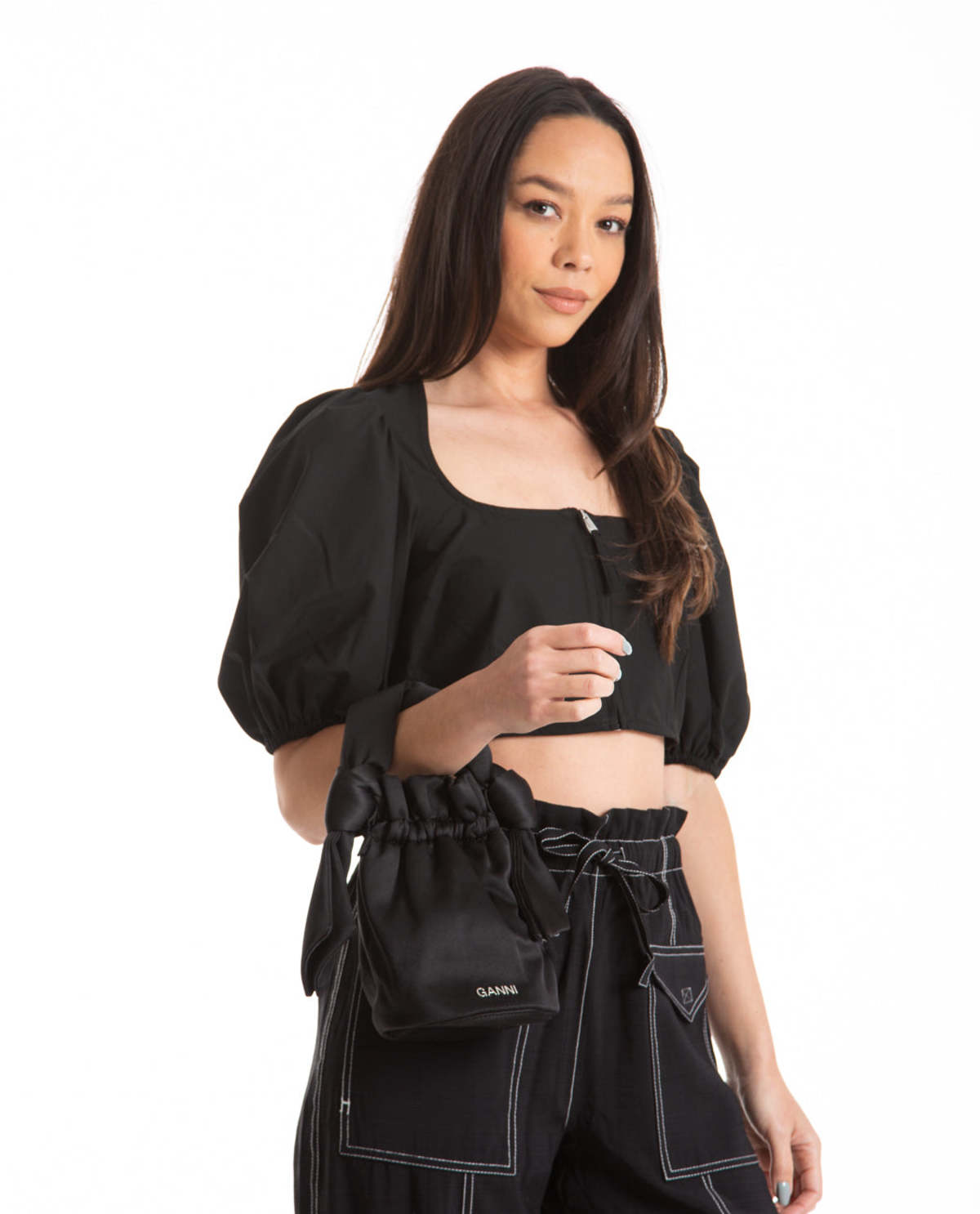 【セール】国内入荷済み♪Ganni Occasion Ruched Top Handle Bag セール】国内入荷済み♪Ganni Occasion Ruched Top Handle Bag