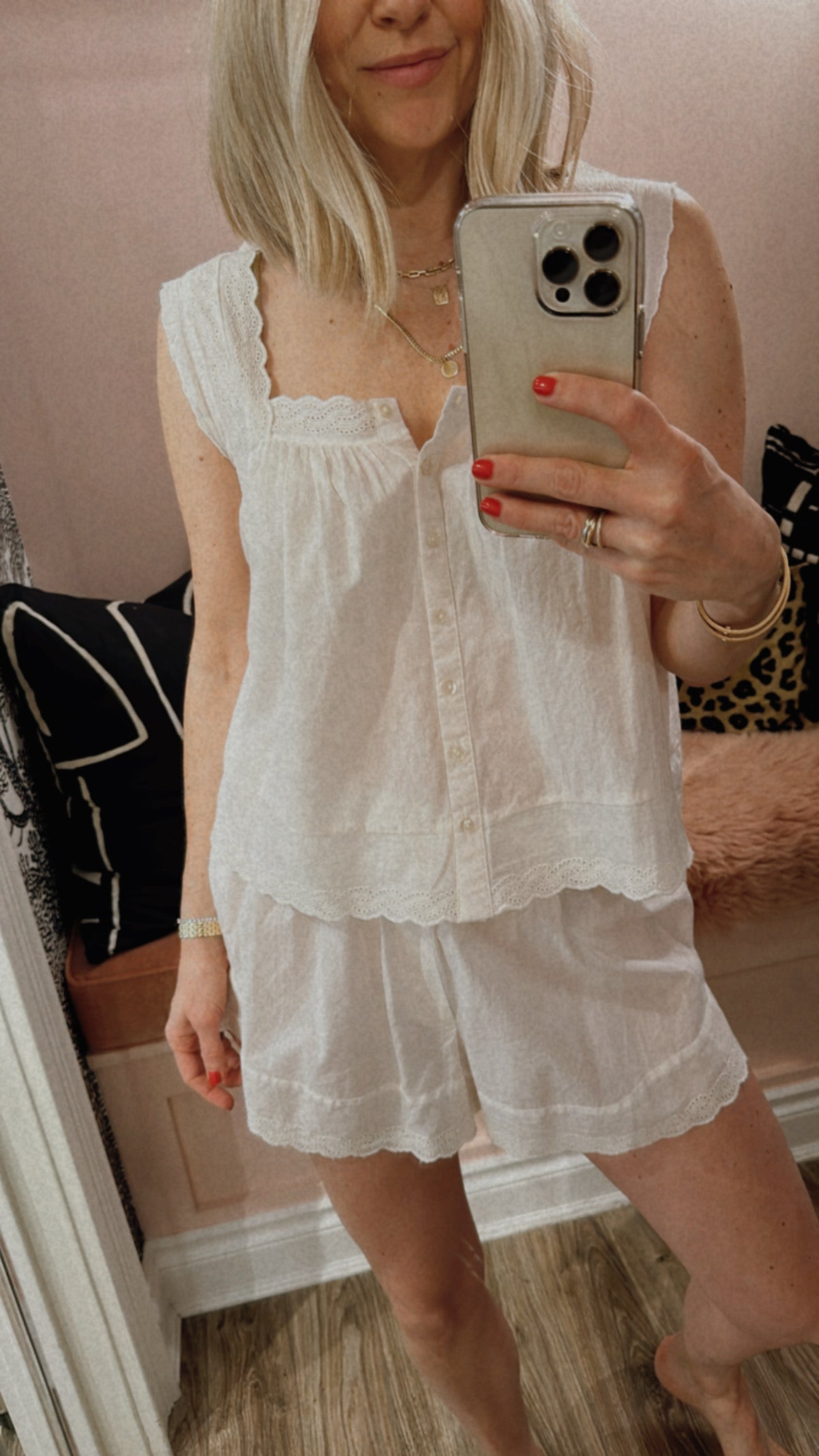 Eyelet Tank- Pink