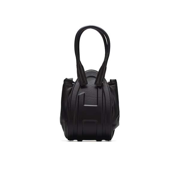 【DIESEL】1DR FOLD CLUTCH BAG BLACK Women's 1-DR Fold-Structured oval clutch in glossy PU