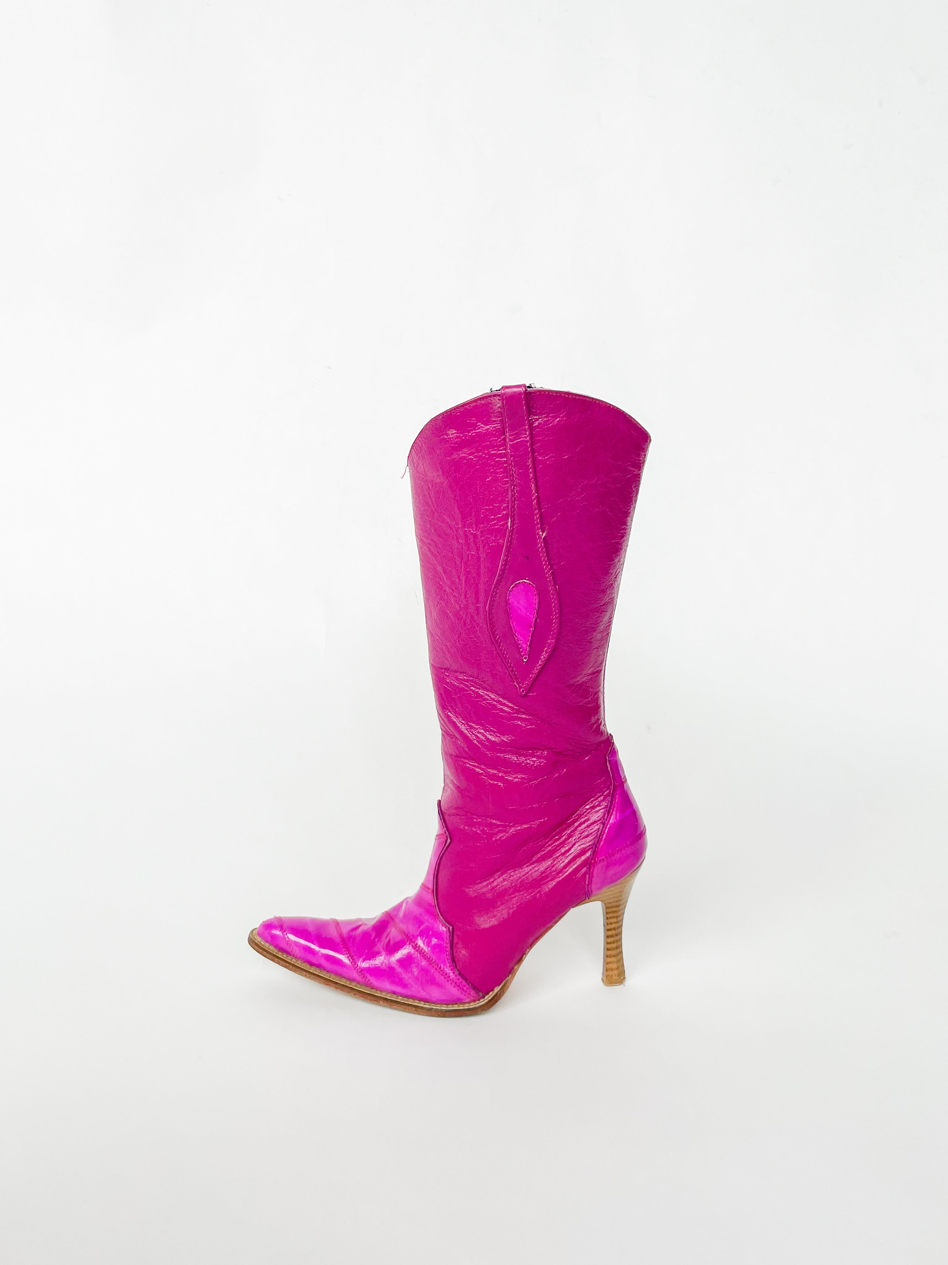 Eel Leather Stiletto Boots Hot Pink Garmentory