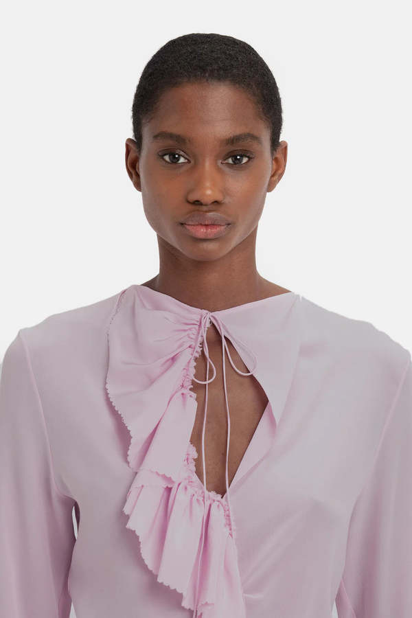 Victoria Beckham Romantic Ruffle Blouse - Candy Pink | Garmentory
