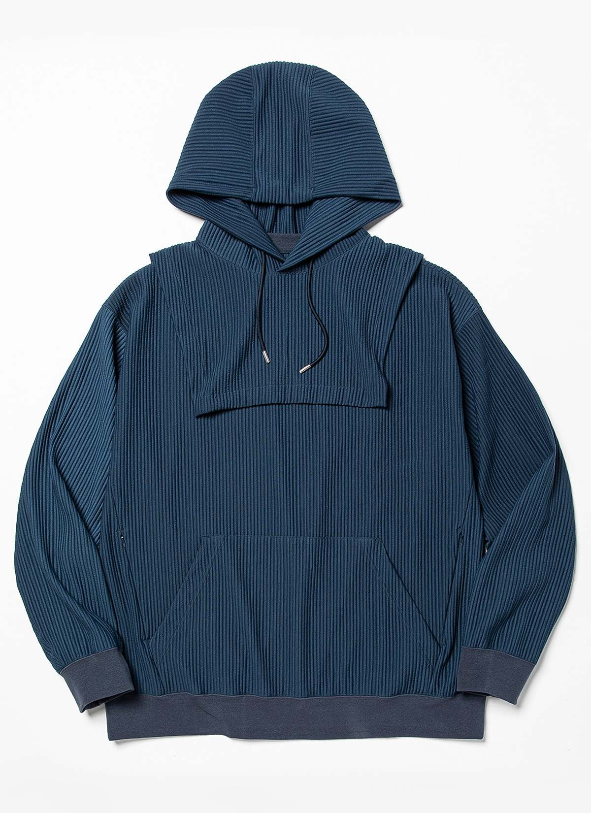 MEANSWHILE UNEVEN FABRIC DETACHABLE HOODIE sweater - NAVY | Garmentory