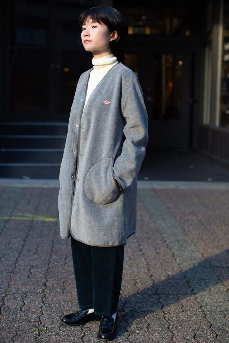 ジャケット・アウター DANTON WOMEN'S FLEECE COLLARLESS COAT Danton Women Fleece Collarless Long Jacket - Grey | Garmentory