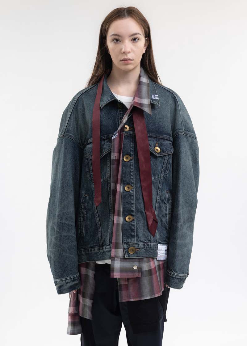 Mihara Yasuhiro Mix Layered Denim Jacket - Indigo | Garmentory
