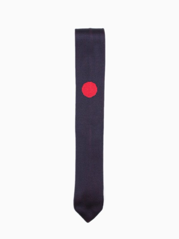 Blue Blue Japan "Hinomaru" Silk Knit Necktie - Navy Blue Blue Japan "Hinomaru" Silk Knit Necktie - Navy