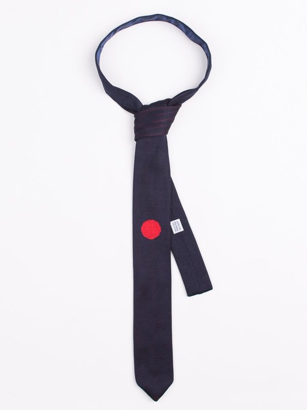 Blue Blue Japan "Hinomaru" Silk Knit Necktie - Navy Blue Blue Japan "Hinomaru" Silk Knit Necktie - Navy