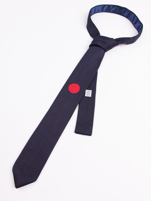 Blue Blue Japan "Hinomaru" Silk Knit Necktie - Navy Blue Blue Japan "Hinomaru" Silk Knit Necktie - Navy