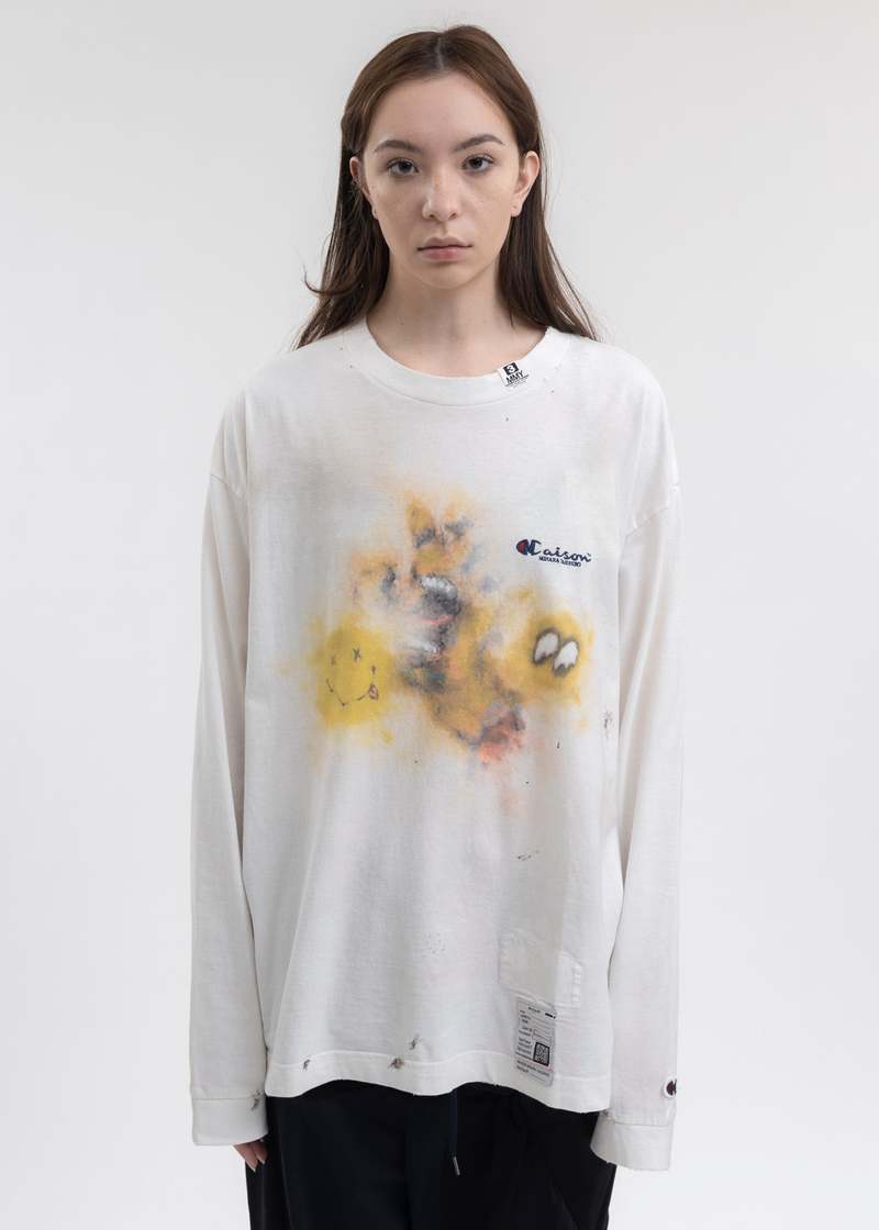 Mihara Yasuhiro Distressed Long Sleeves Tee - White | Garmentory