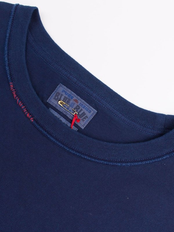 Blue Blue Japan Indigo Hand Dyed Middle Weight Cotton "Favourite" Repaired LS Tee Blue Blue Japan Indigo Hand Dyed Middle Weight Cotton "Favourite" Repaired LS Tee