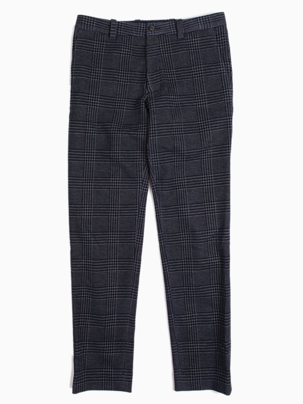 Blue Blue Japan Knitted Flocking Glen Check Wool Jersey Trousers Blue Blue Japan Knitted Flocking Glen Check Wool Jersey Trousers