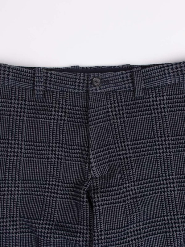 Blue Blue Japan Knitted Flocking Glen Check Wool Jersey Trousers Blue Blue Japan Knitted Flocking Glen Check Wool Jersey Trousers