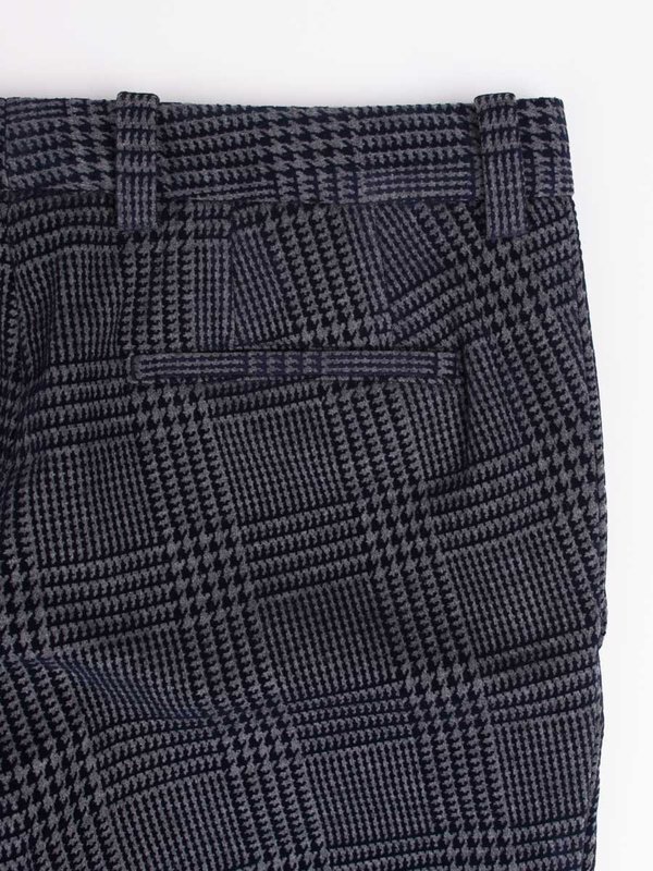 Blue Blue Japan Knitted Flocking Glen Check Wool Jersey Trousers Blue Blue Japan Knitted Flocking Glen Check Wool Jersey Trousers