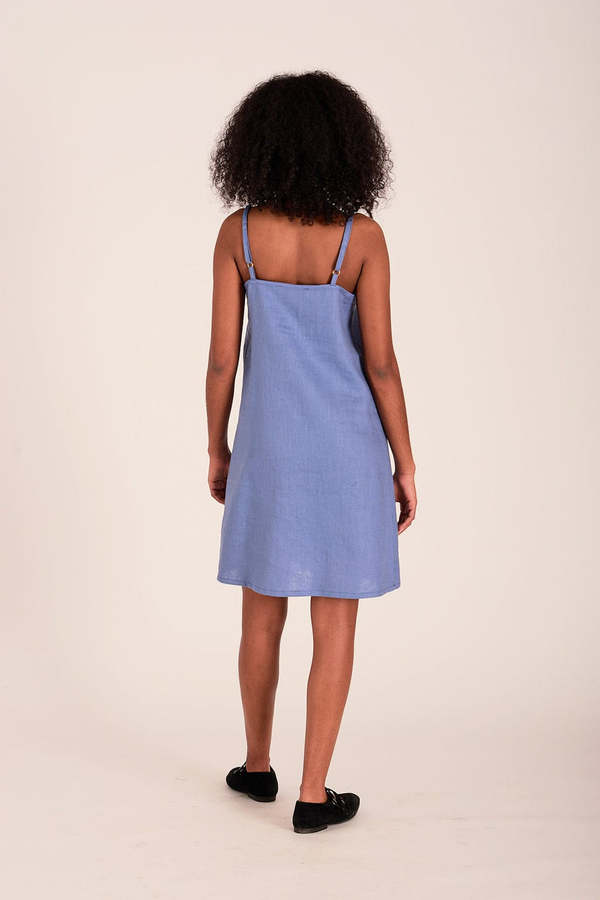 Eliza Faulkner Drew Linen Slip Dress - Periwinkle Blue