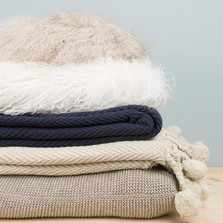 Pom Pom Blanket Navy Garmentory