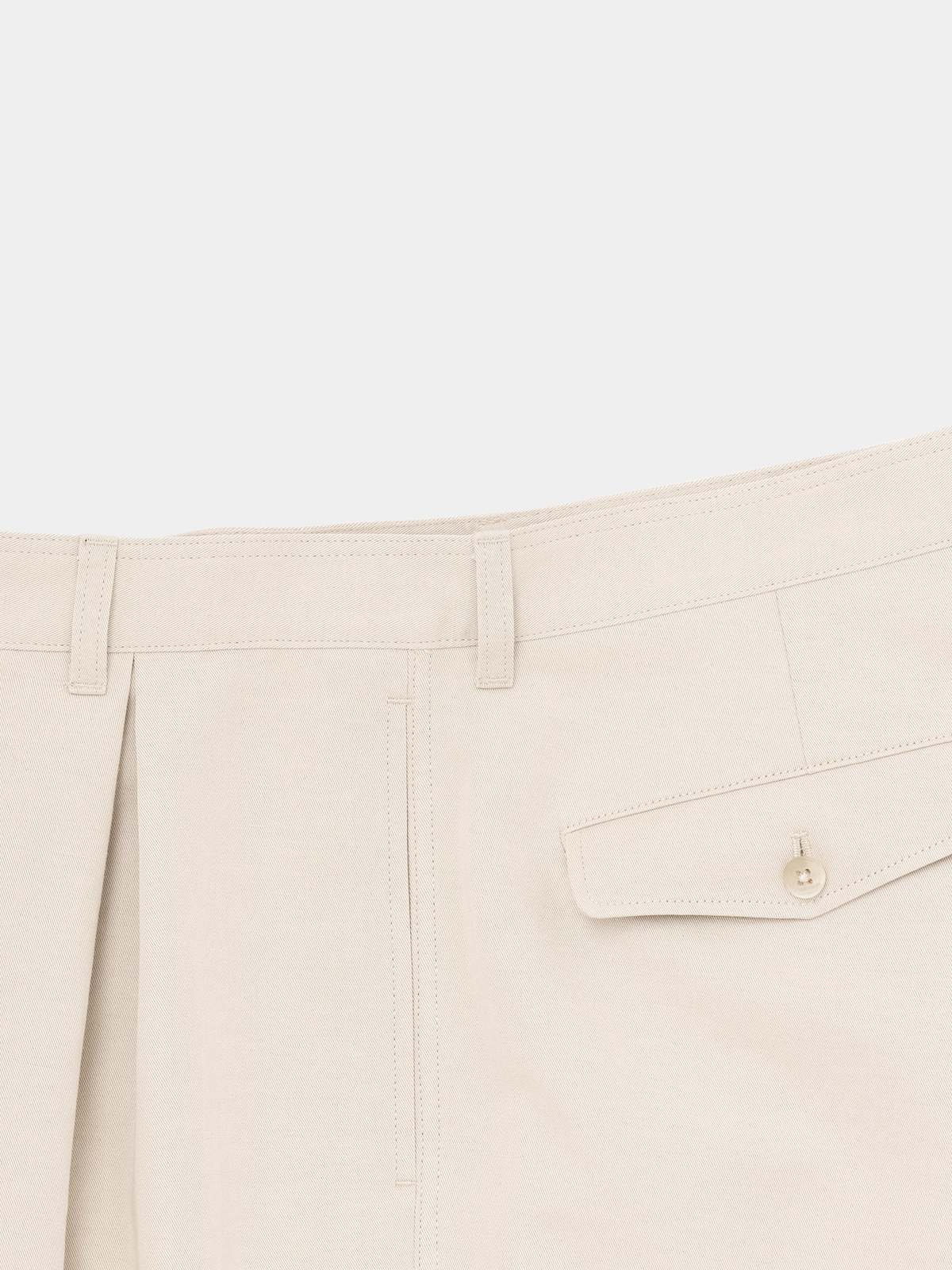 Still By Hand Inverted Box Pleat Pants - Light Beige | Garmentory