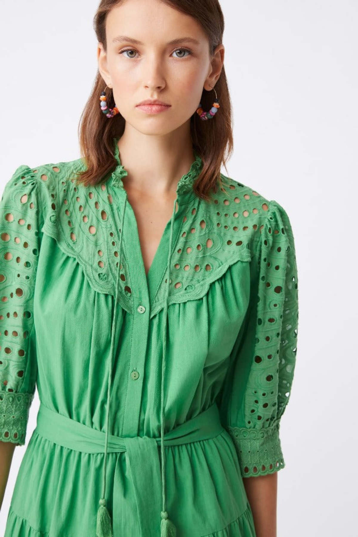 slim fit dress slacks Zora Dress in Colette Toile Green 8 main image 1