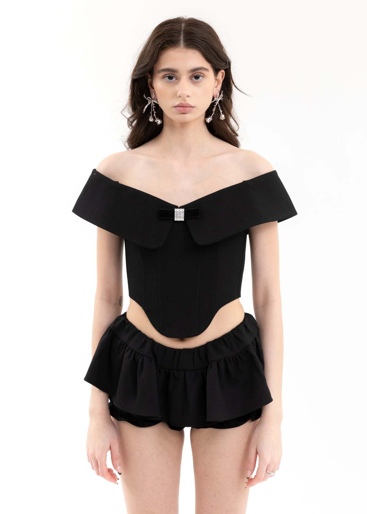 Shushu/Tong Off Shoulder Corset Top - Black | Garmentory