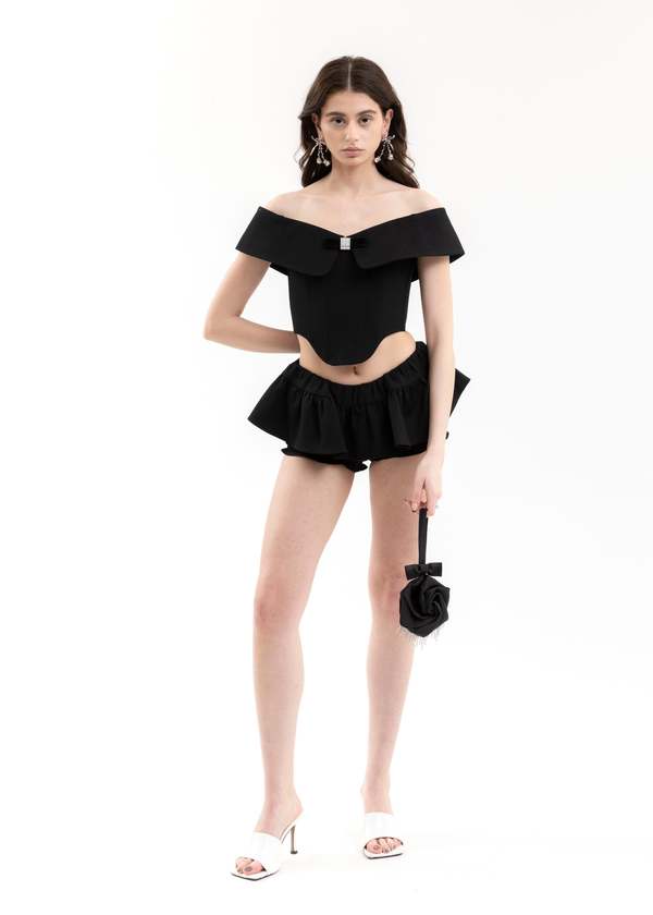 Shushu/Tong Off Shoulder Corset Top - Black | Garmentory