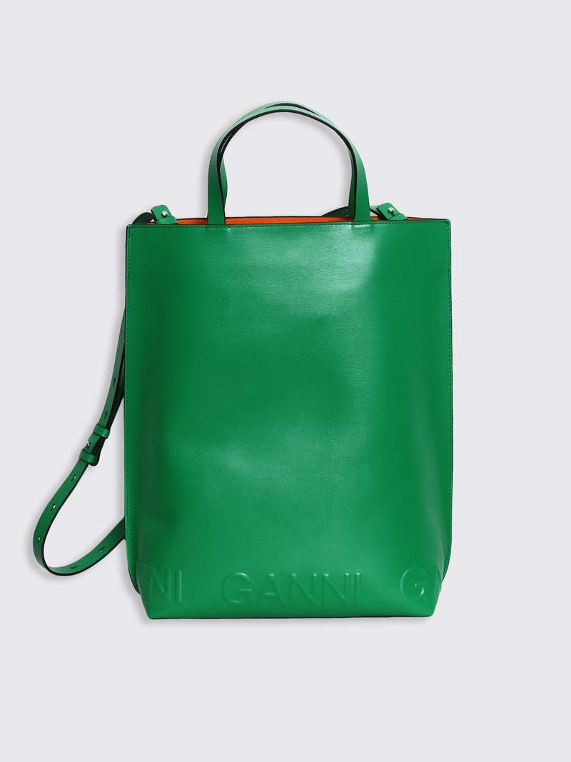 ★Ganni★ Banner Saddle Tote Bag Green A4476801 A4476801SS23 Ganni Banner Medium Tote Strap - Kelly Green | Garmentory