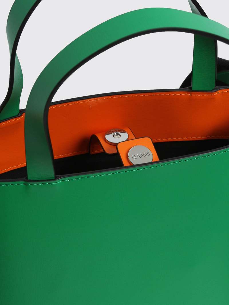 ★Ganni★ Banner Saddle Tote Bag Green A4476801 A4476801SS23 Ganni Banner Medium Tote Strap - Kelly Green | Garmentory