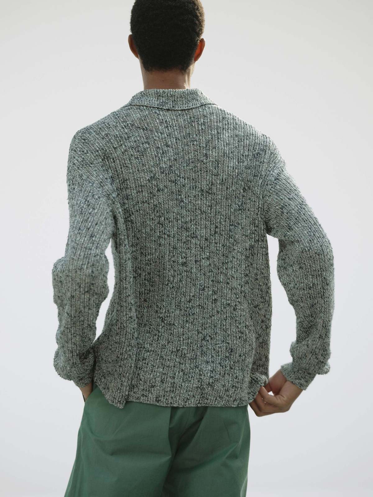 Auralee Cotton Slub Mix Top Yarn Rib Knit Skipper Polo - Top Brown