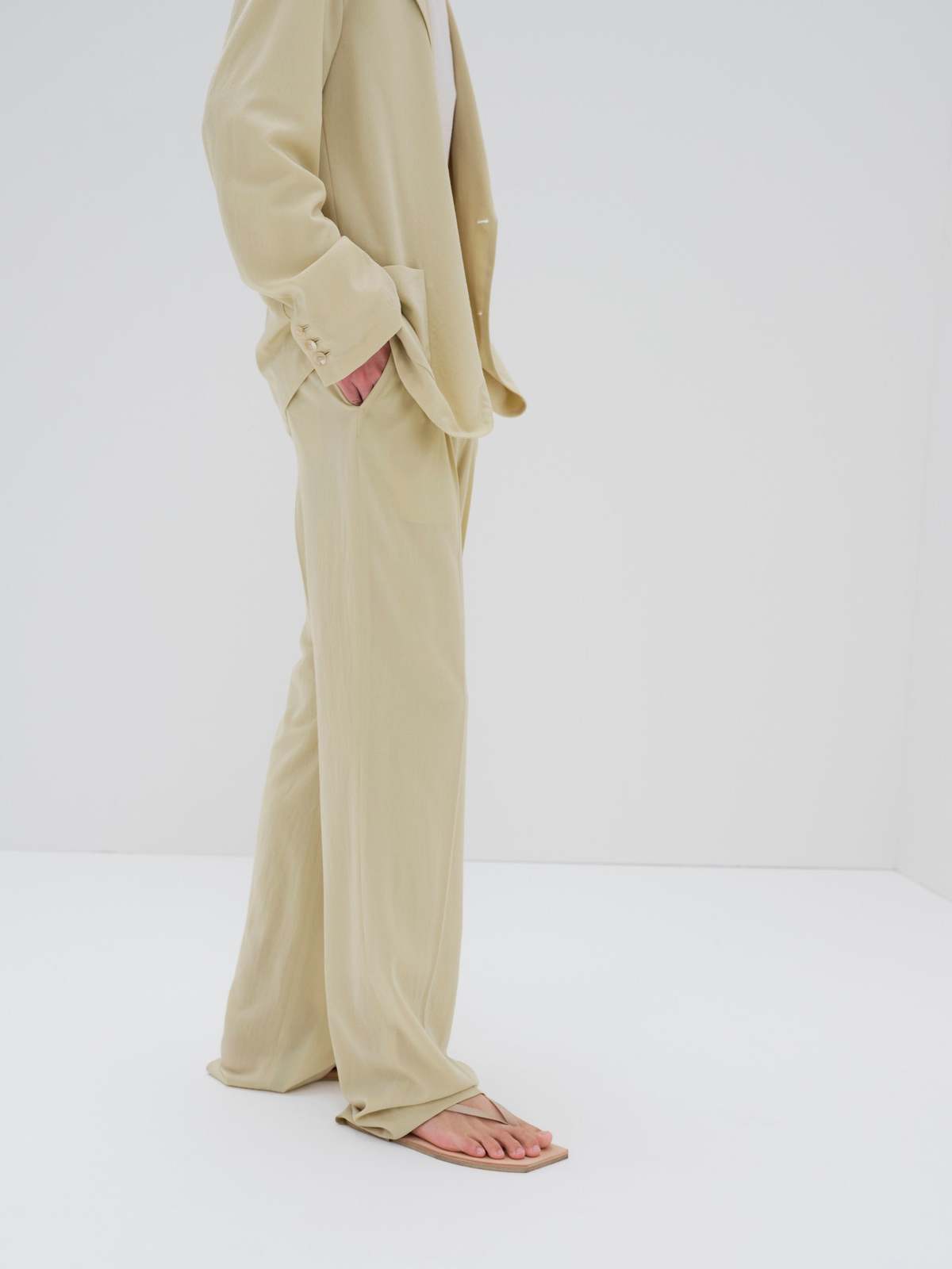 Auralee Hard Twist Wool Viyella Slacks - Ivory Yellow | Garmentory