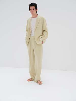AURALEE　HARD TWIST WOOL VIYELLA SLACKS Auralee Hard Twist Wool Viyella Slacks - Ivory Yellow | Garmentory
