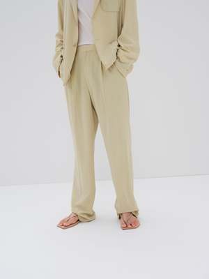 Auralee Hard Twist Wool Viyella Slacks - Ivory Yellow | Garmentory