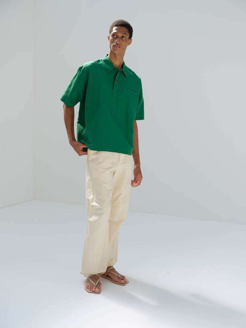 トップス AURALEE LINEN WEATHER TANK size1 green Auralee High Density Finx Linen Weather Half Sleeved Shirts
