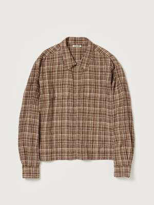 Auralee Linen Silk Check Zip Blouson - Brown Check | Garmentory