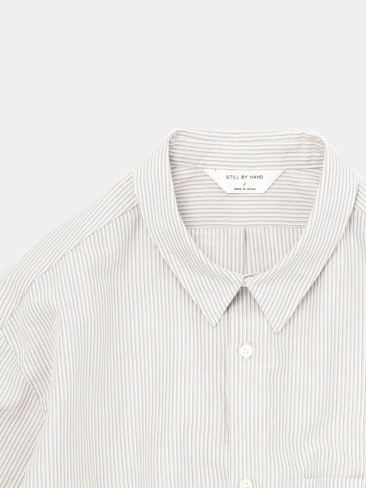 Still By Hand Regular Collar Shirt - Grey Stripe | Garmentory