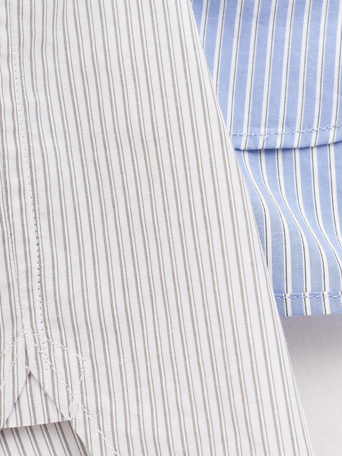 Still By Hand Regular Collar Shirt - Grey Stripe | Garmentory