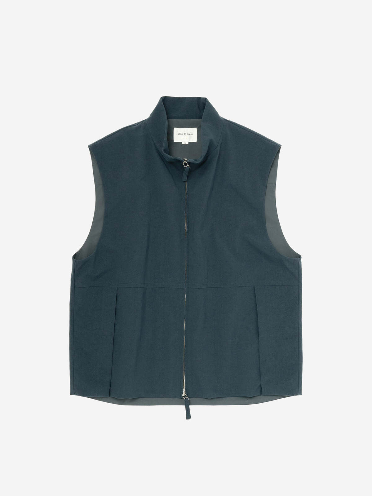 Still By Hand Stand Collar Outer Vest - Blue Green | Garmentory