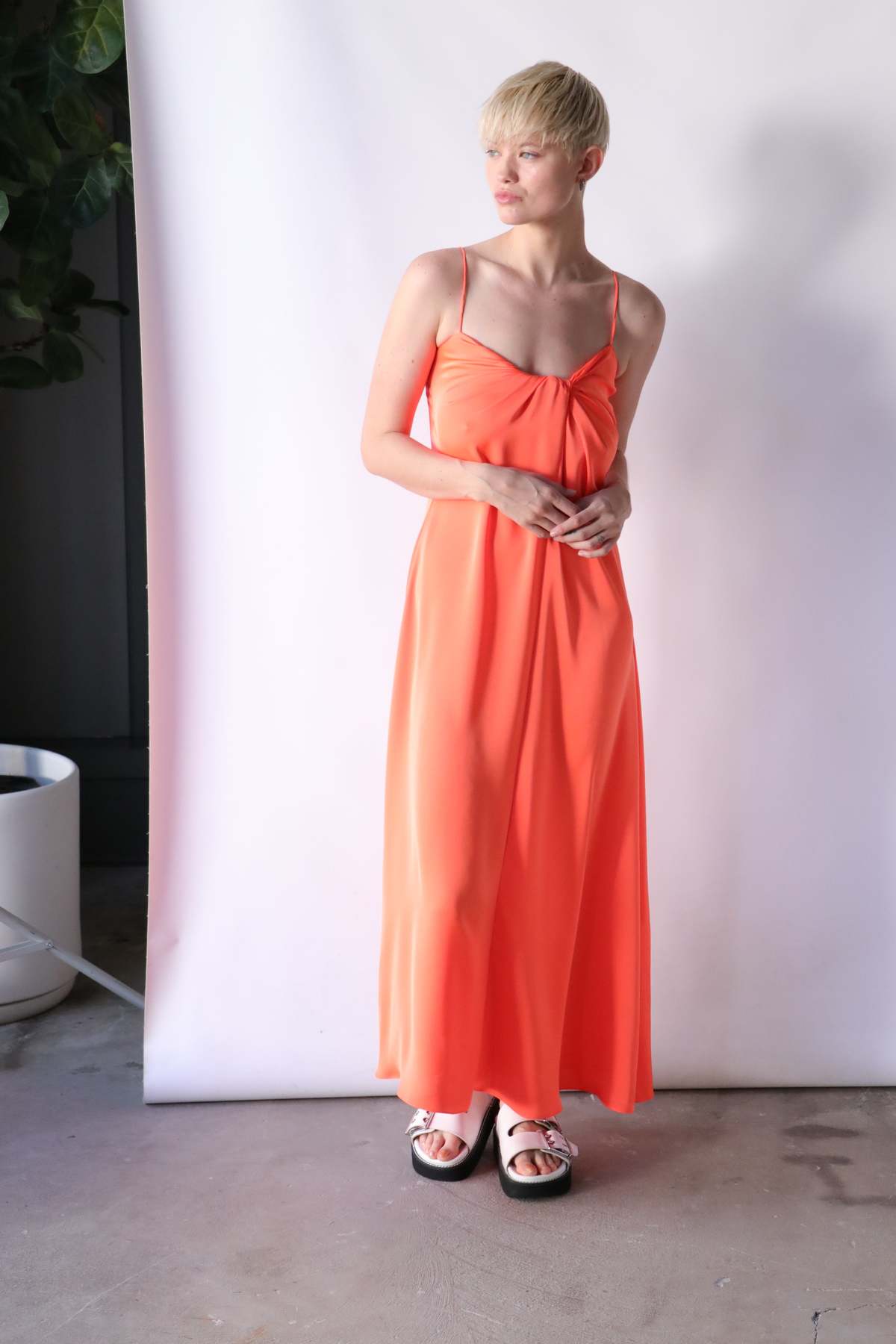 rosetta getty orange dress Twist Back Shift Dress
