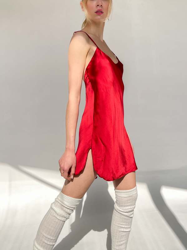 VINTAGE honey Silk Slip Dress - Red | Garmentory