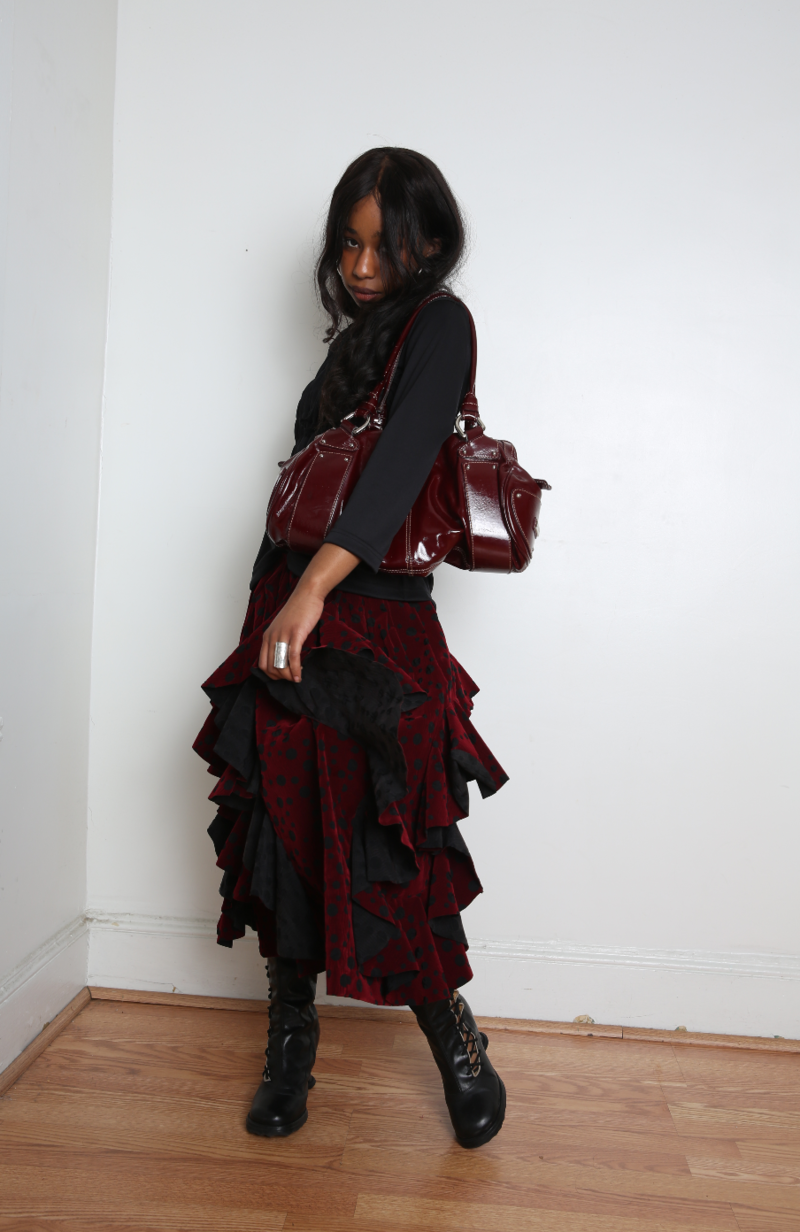 Comme des Garçons Skirt - Black/Burgundy | Garmentory