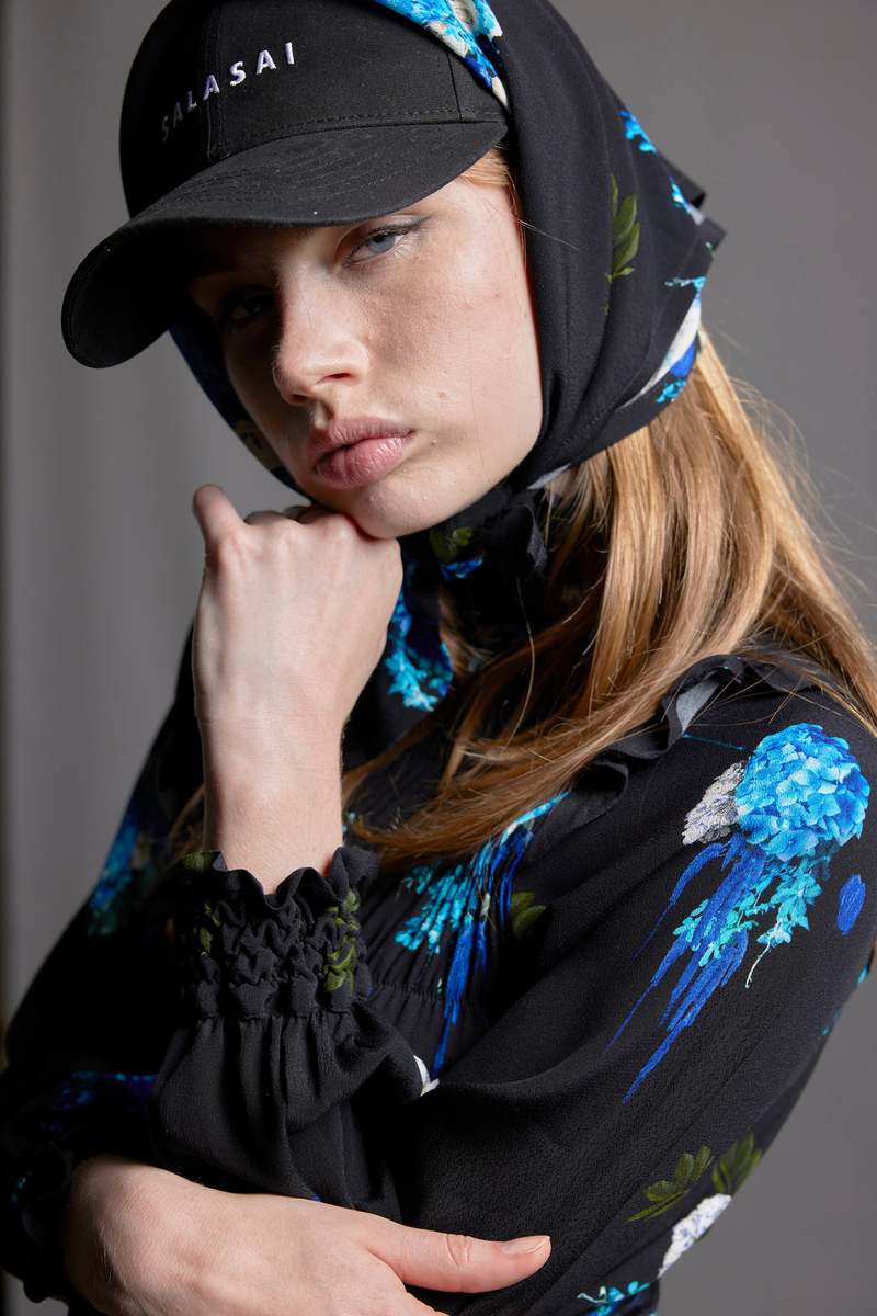 Salasai Femme Fatale Dress - Electric Blue Print