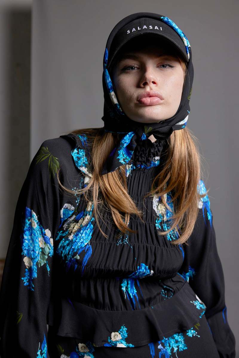 Salasai Femme Fatale Dress - Electric Blue Print