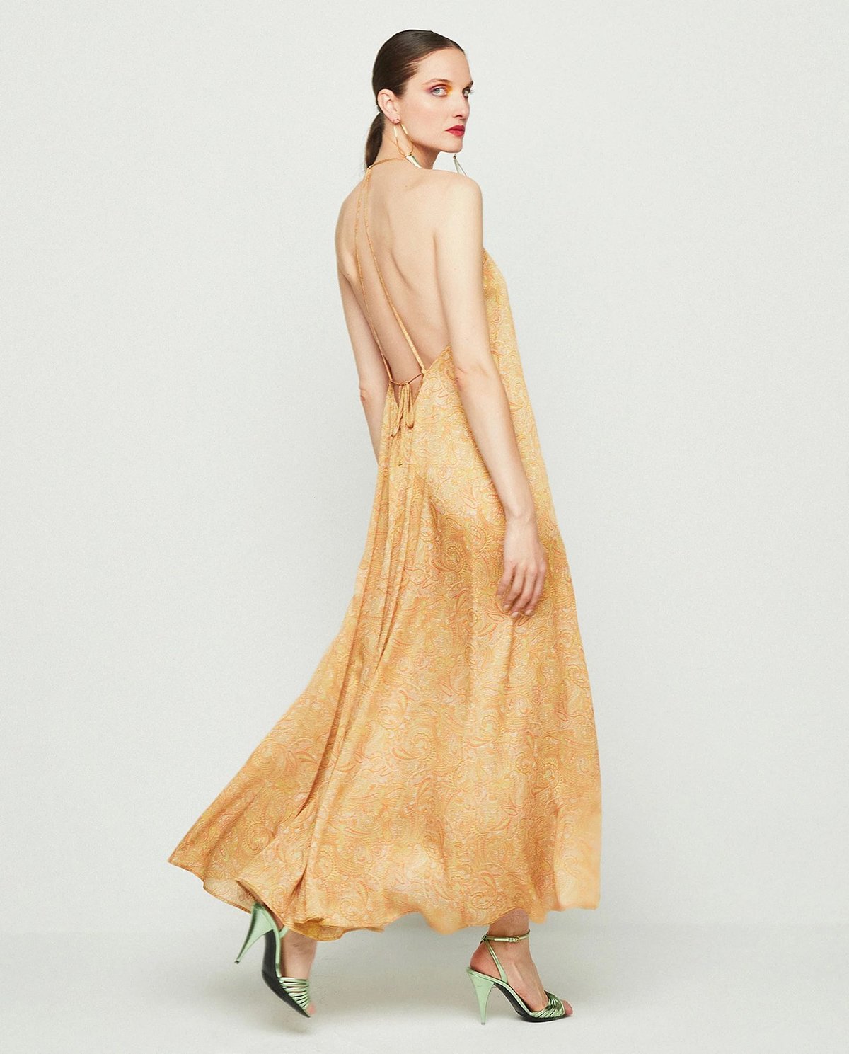 Mirto Paisley Slip Dress - Orange/Green Mirto Paisley Slip Dress - Orange/Green