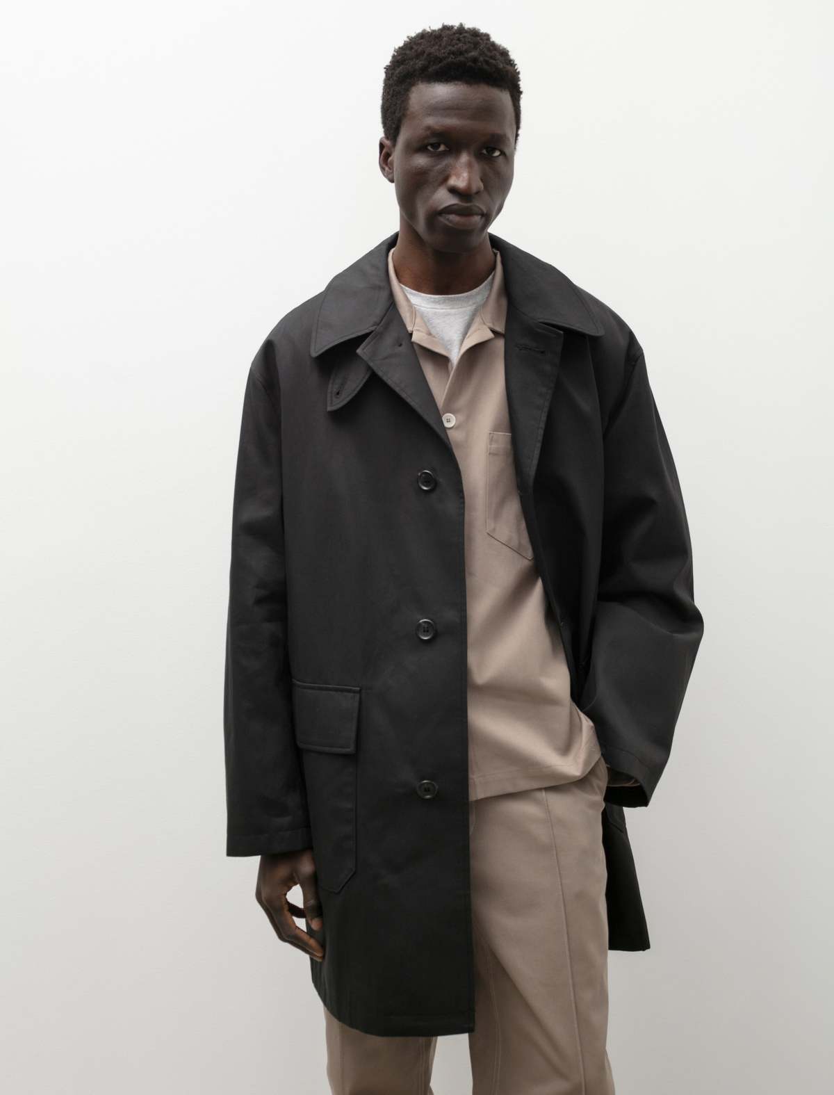 James Coward Overcoat Cotton Gabardine - Black | Garmentory