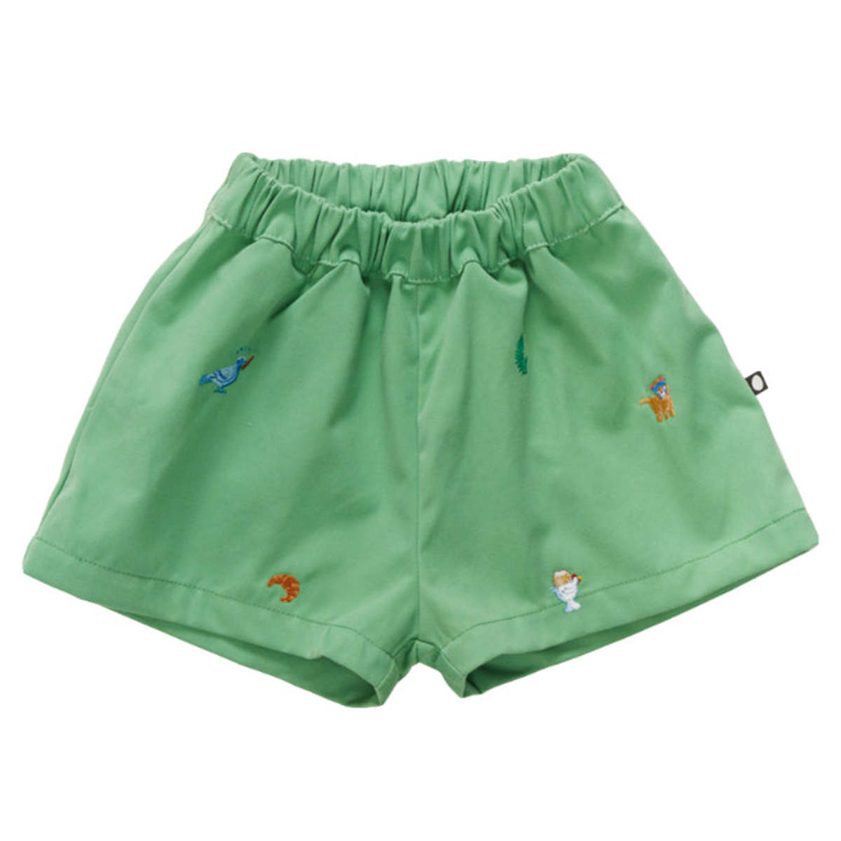 Kids Oeuf Child Camp Shorts Absinthe Green With Embroidered Franglais