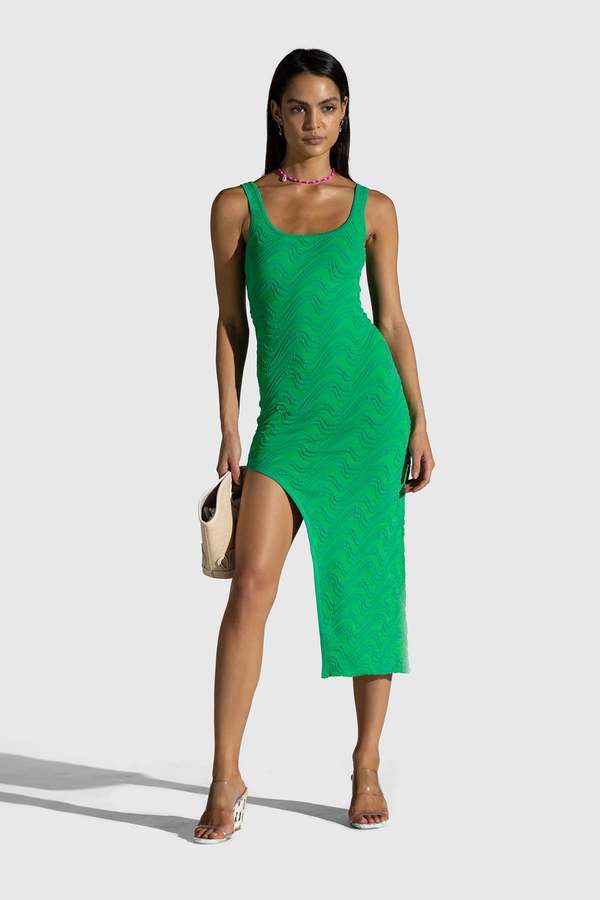 The Wolf Gang Wave Knit Dress - Emerald | Garmentory