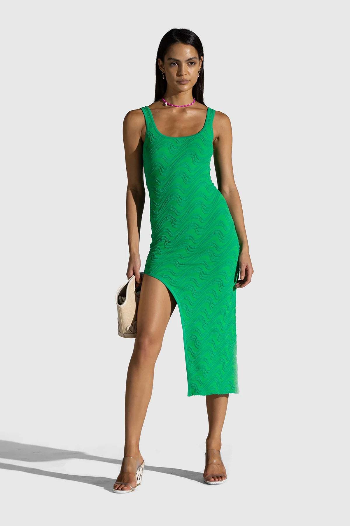 the wolf gang green dress The Wolf Gang Knit Tube Dresses: Effortless Summer Style