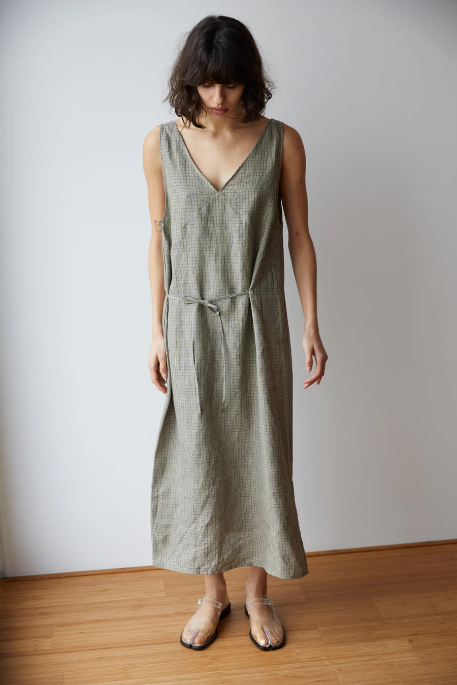 Deiji Studios Linen Slip Dress - Check Deiji Studios Linen Slip Dress - Check