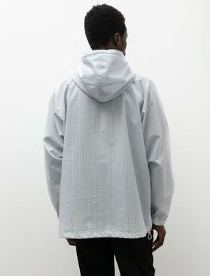 Auralee Finx Polyester Stripe Hooded Zip P/O - Blue | Garmentory