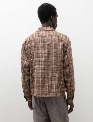 ジャケット・アウター auralee LINEN SILK CHECK ZIP BLOUSON Auralee Linen Silk Check Zip Blouson - Brown | Garmentory