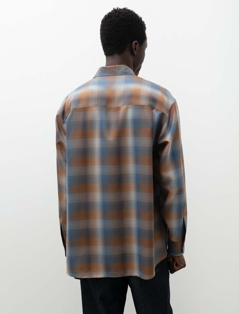 トップス AURALEE SUPER LIGHT WOOL CHECK SHIRTS 3 Auralee Super Light Wool Check Shirt in Charcoal/Grey Check