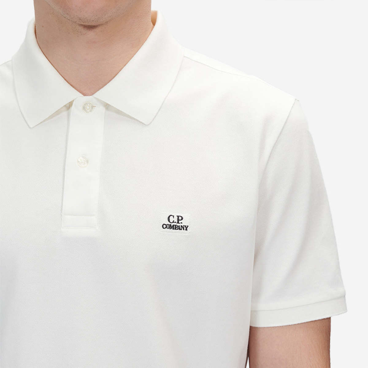 CP company Stretch Piquet Polo Shirt Gauze White Garmentory