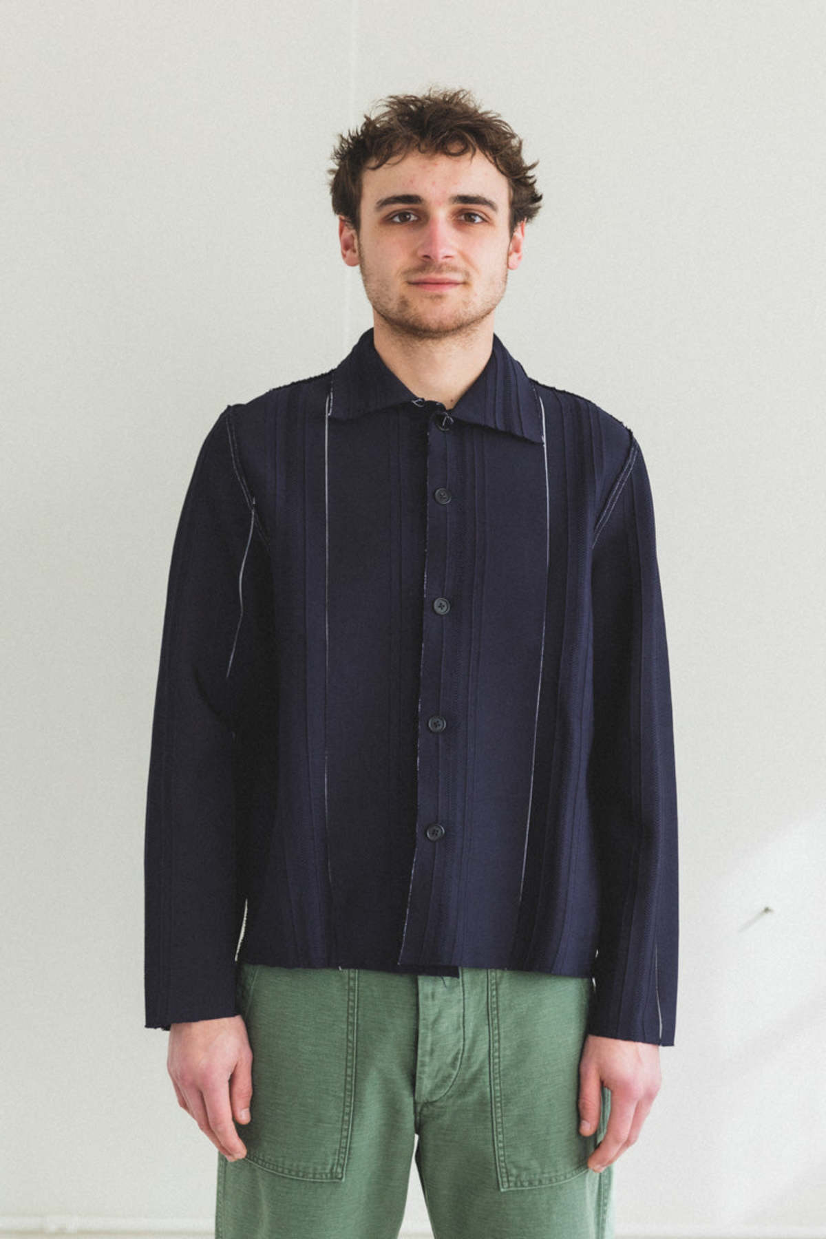 トップス camiel fortgens research cardigan S navy Camiel-Fortgens-Long-Sleeve-